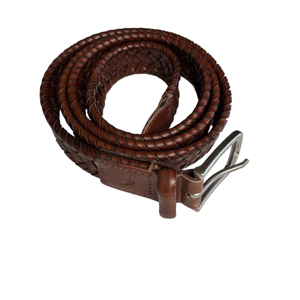 Tommy Bahama Woven Leather Belt Brown Braided Italian Leather XXL Casual